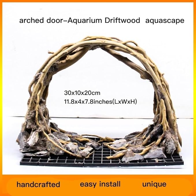 AWXZOM Aquarium Driftwood Centerpiece Aquarium Landscape, Handcrafted!!! Fish Tank hardscape Landscape (Small Silent Cave)