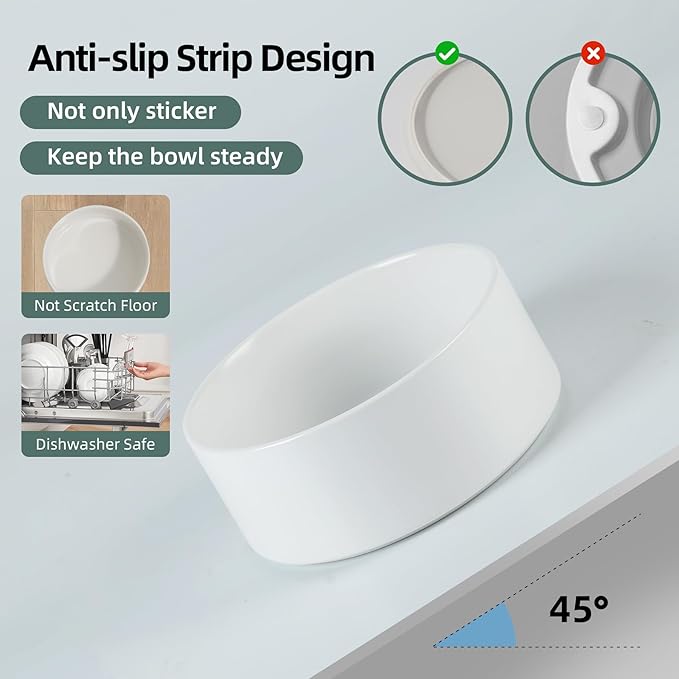 Havniva 5.1” Dog Bowl Ceramic Dog Food and Water Bowl Set of 2, Durable Dog Water Bowl with Non-Slip Rubber Base Large Capacity Feeding Dishes for Small Dogs