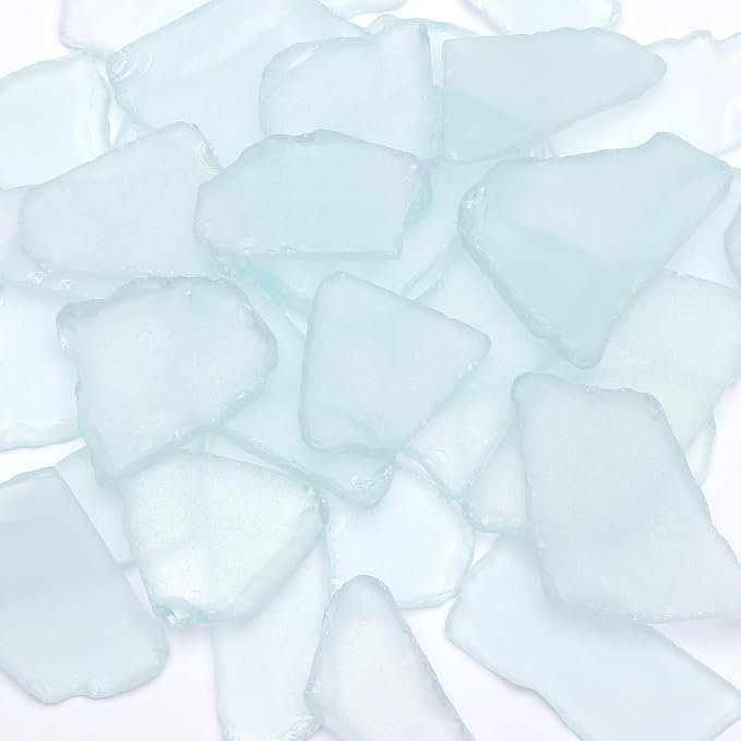 SUREAM Sea Glass for Crafts, White Glass Pieces for Vase Filler, Seaglass Decor for Home, Aquarium Ornament, Beach Weddings and Christmas Tree Decor