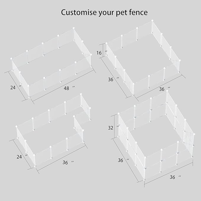 Pet Playpen Portable Small Animals Playpen, Customizable Shape & Height Pet Fence Yard Fence for Guinea Pigs, Bunny, Ferrets, Mice, Hamsters, Hedgehogs, Puppies, Turtles-12 Panels