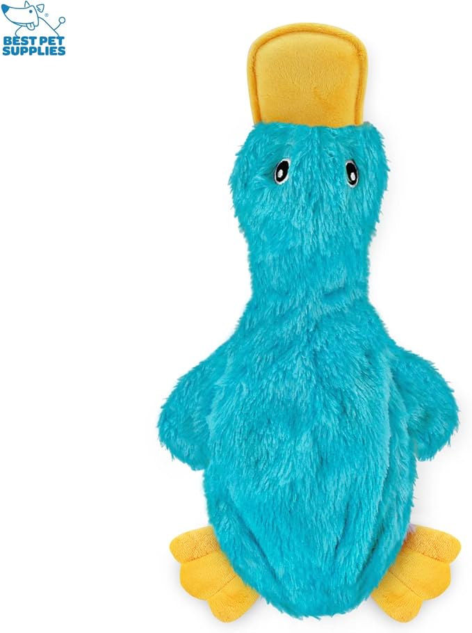 Best Pet Supplies Interactive Squeaky Dog Chew Toy, Ideal Dog Toys for Chewers, Small, Medium & Large Dogs, and Fetch Lovers - Crinkle Duck (Turquoise), Medium