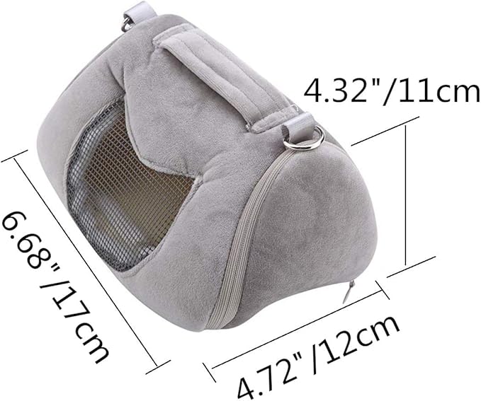 Hamster Carrier Bag Portable Outdoor Travel Handbag with Adjustable Single Shoulder Strap for Hamster Small Pets (Grey)