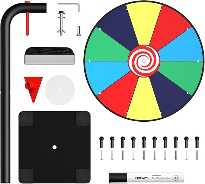 Facilife Spinning Wheel - 12 Inch Color Prize Wheel with Stand, Table Spinner for Trade Shows, Carnivals & Home Games