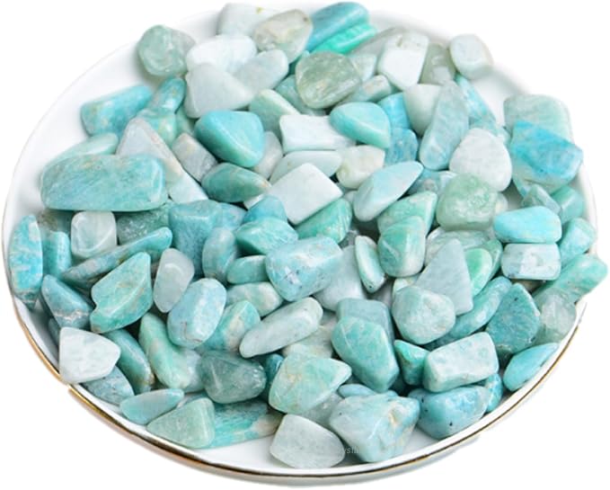 Erliway 100g Natural Amazonite Crystal Chips 7-9mm Tumbled Stones | Small Crushed Crystal Stone, Polished Crystals Chips for Fish Tank, Healing Tumbled Rocks for Reiki Jewelry Making Home Décor