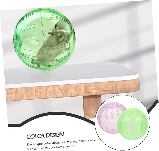 SUPVOX Dwarf Hamster Exercise Ball: 2-Pack 3.94" (10cm) Small Pet Running Balls - Ventilated Clear Exercise Toy for Dwarf Hamsters, Gerbils & Roborovski - Green & Pink