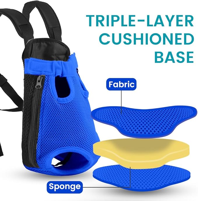 Dog Backpack Carrier, Adjustable Pet Front Carriers, Legs Out Carrying Sling Travel Bag for Small Medium Dogs 4-7 Lbs, Soft Wearable Puppy Chest Carry Backpacks for Walking/Hiking/Camping/Traveling