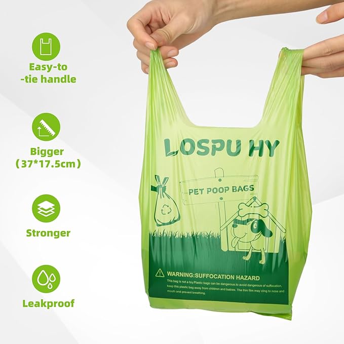 Poop Bags for Dogs, 500 Count Dog Poop Bags with Handles, Extra Thick Strong Leak Proof Doggie Waste Bag for Waste Refuse Cleanup, Outdoor Puppy Walking and Cats Litter