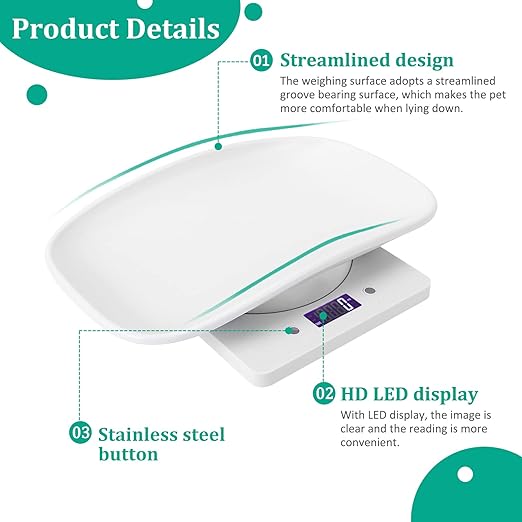 Reptiles Weight Scale,Small Animal Scale with Precision Grams,Multi-Function LED Display Pet Weight Scale(Max. 33 lbs),for Weighing Puppy/Kitten/Ferret/Guinea Pig/Tortoises/Food
