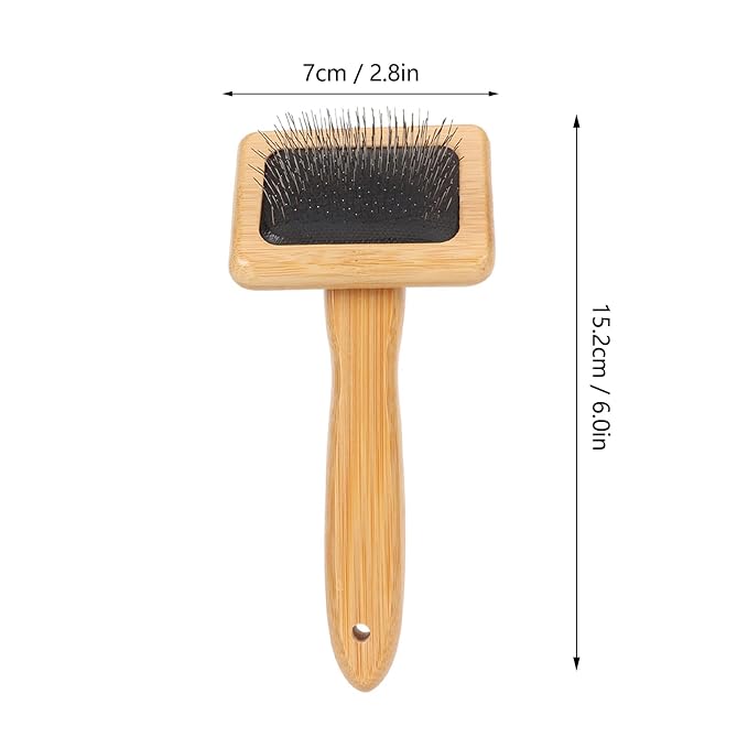 Pet Slicker Brush - Bamboo Dog Floating Hair Removing Wooden Brush with Hole Air Massage Grooming Open Knot Cleaning Slicker Finely Polished for Pet Tapestry (S)