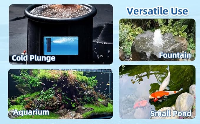 Aquarium Filter Water Flow Adjustable for 20-40 Gallon Fish Turtle Tank 132GPH 4in1 Biochemical Filtration Powerful Submersible Internal Pumps & Filters Keep Freshwater Saltwater Crystal Clear Small