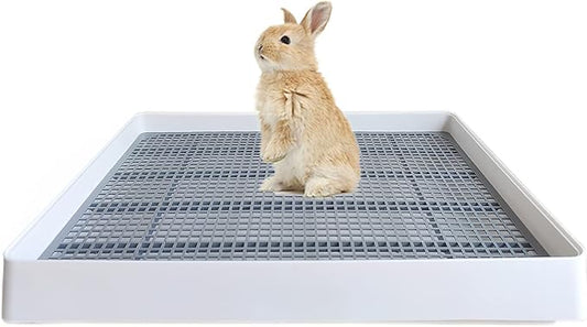 PODOO Rabbit Litter Box – Training Potty Tray for Guinea Pig & Small Pets · Spacious Grid Pan with Low Entrance, Easy-Clean & Odor-Resistant—Helps Keep a Clean Cage and Reduce Mess