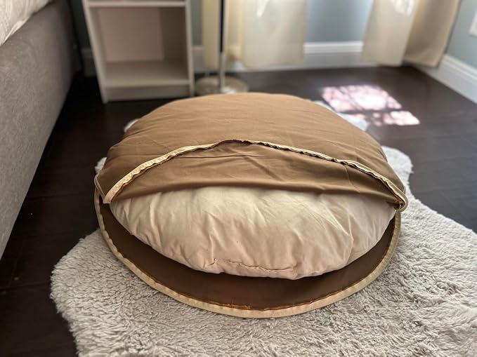 Round 100% Cotton Canvas Dog Bed Cover: Washable, Durable, Eco-Friendly, Multiple Colors, XS-XXL, Made in USA (Medium Brown, X Small 18 Inches)