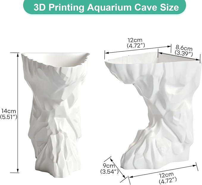 Saim Aquarium Underground Cave with Viewing Ports, Substrate-Friendly Under Gravel Tunnel Hideout, Natural Curve Corner Decor for Pleco, Shrimp, Corydoras & Kuhli Loach (Small)