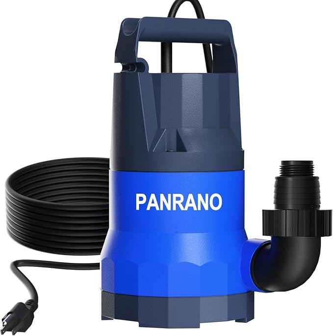 Sump Pump 1HP Submersible Water Pump 3700GPH Electric Utility Pumps | Draining from Pool Pond Tubs with 16.4ft Power Cord