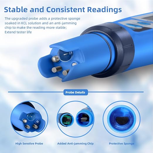 pH Salt Meter 5 in 1 pH TDS EC Salinity Tester for Pool Spa Aquarium | Swimming Pool Salinity Meter for Hydroponic Household Drinking Water Hot Tub Home Brewing Fish Tank…