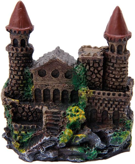 Aquarium Castle Decoration Small Resin Castles Hideouts Stone Cave Hide House Fish for Tank Accessories for Betta Shrimp Aquarium Soil