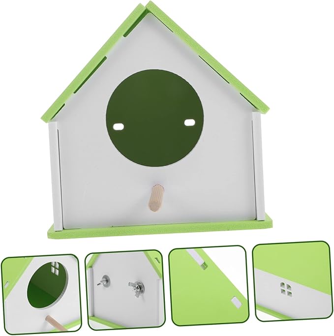 Pet Bird House for Parrots - Light Green Parrot Nest and Feeding House - Durable PVC Bird Feeder Cage for Garden Decor and Nesting