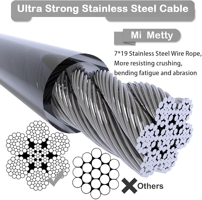 Tie Out Cable for Dogs,10/20/30/50/100FT Dog Leads for Yard Chew Proof,Heavy Duty Tie Out Cable for Large Dogs Up to 125lbs,Dog Runner Tether (Transparent Black, 125Ibs 30ft)