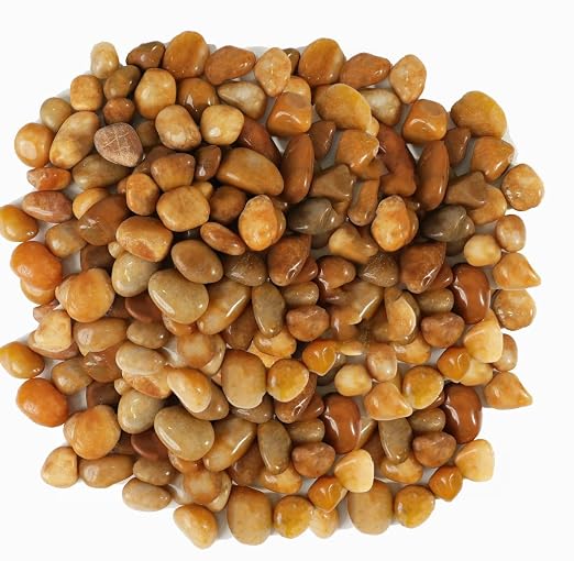 2 LBS River Rocks, StoneCreek, Decorative Garden Stones for Plant Landscaping, Polished Gravel Filler Pebbles for Home Decoration, Vases, Succulents, Flower Beds and Fish Tanks (Pale Yellow, Medium)