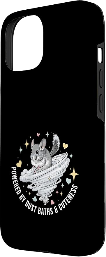 Powered by Dust Baths and Cuteness Chinchilla Love Case for iPhone 15