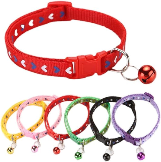 XXS Dog Collar with Bell,Soft Nylon Identification Red Cat Collar Girl Puppy Collar with Bells Adjustable Buckle for XXS Xs Tiny Little Pet Female Dogs,Neck 7.5-12.5 Inch