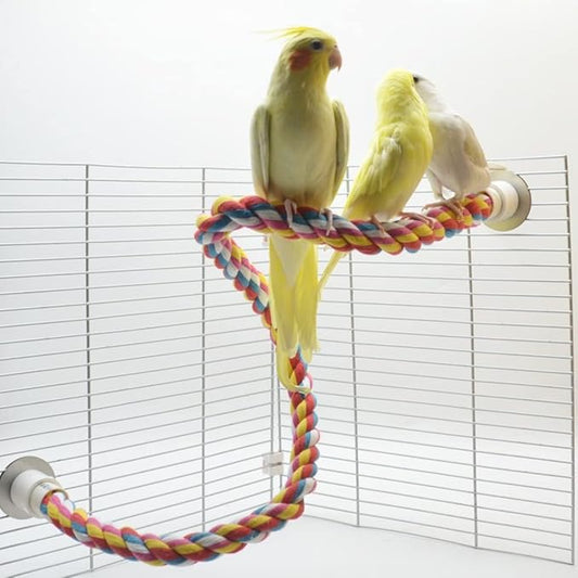 Bird Rope Perches, Colorful Cotton Parrot Toys Comfy Perch for Rope Bungee Bird Toy for Parakeets, Cockatiels, Conures, Lovebirds, Budgie (Small)