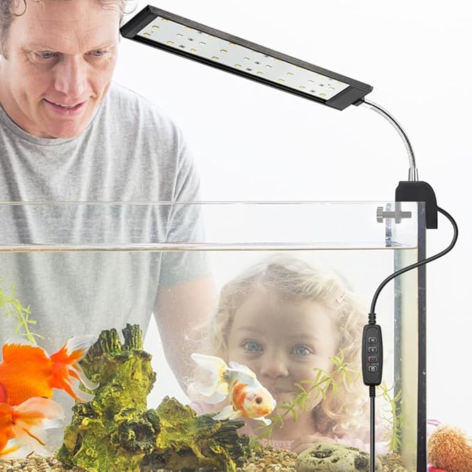 DaToo Aquarium Light Small LED Clip Light for Fish Tank 10W with Timer&Dimmer, 1 Yr Warranty
