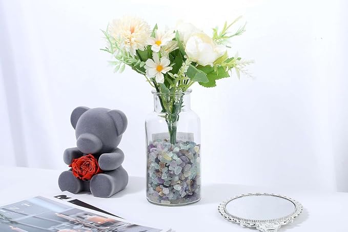 Fluorite Crystal 1lb Crystal Aquarium Gravel Polished Tumbled Stones Irregular Shaped Crystal Chips Bulk Natural Gemstone Rocks Vase Filler Fish Tank Gravel Outdoor Decoration