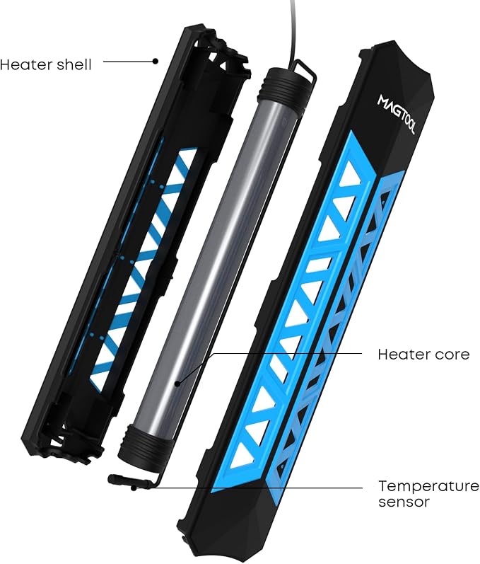 MagTool Aquarium Heater 100W-1200W Submersible with Digital Controller | For 40-55-75-94 gallon tanks, with over-temperature protection, auto shut-off for freshwater and saltwater aquariums.