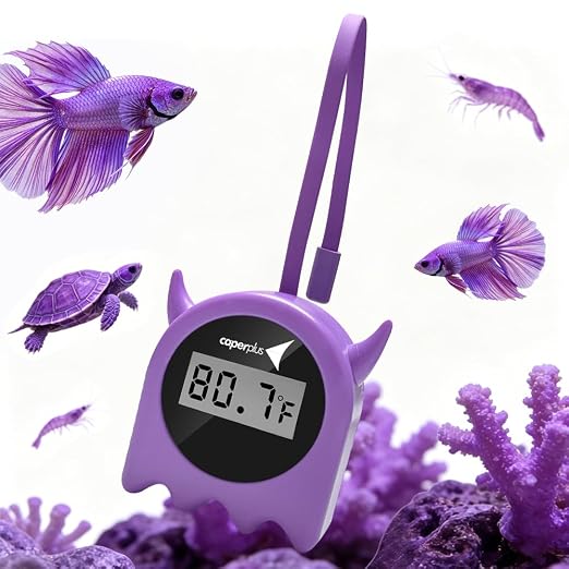Aquarium Thermometer-Flexible Hang on Water Temperature Gauge | High precision,long battery life,LED Display Aquarium Thermometer Digital for Betta Turtle Axolotl Tanta Reptile accessories