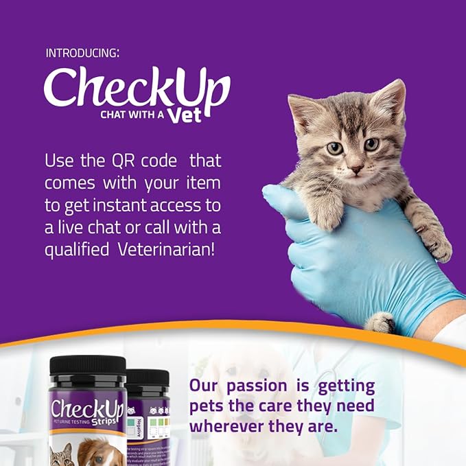 KIT4CAT CheckUp Blood in Urine Test Strips for Cats & Dogs | At-Home Hematuria Detection, Urinary Health Monitoring – 50 Reagent Strips