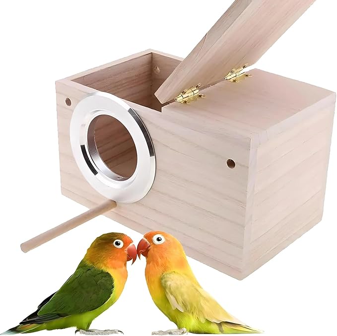 Parrot Breeding Box Wooden Bird Right Opening Incubator Warm House for Finches Bluebirds Sparrows Parakeets Lovebirds Pet Bird House Nest Box Bird Budgie Wood Breeding Box for Parrotlets Mating Box