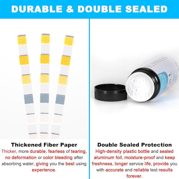 DaToo 8 in 1 Aquarium Test Kit Fish Tank Test Strips Accurate Water Quality Testing Strips for Ammonia PH Total Alkalinity Carbonate Hardness Free Chlorine Nitrate Nitrite Temperature (50 Strips)