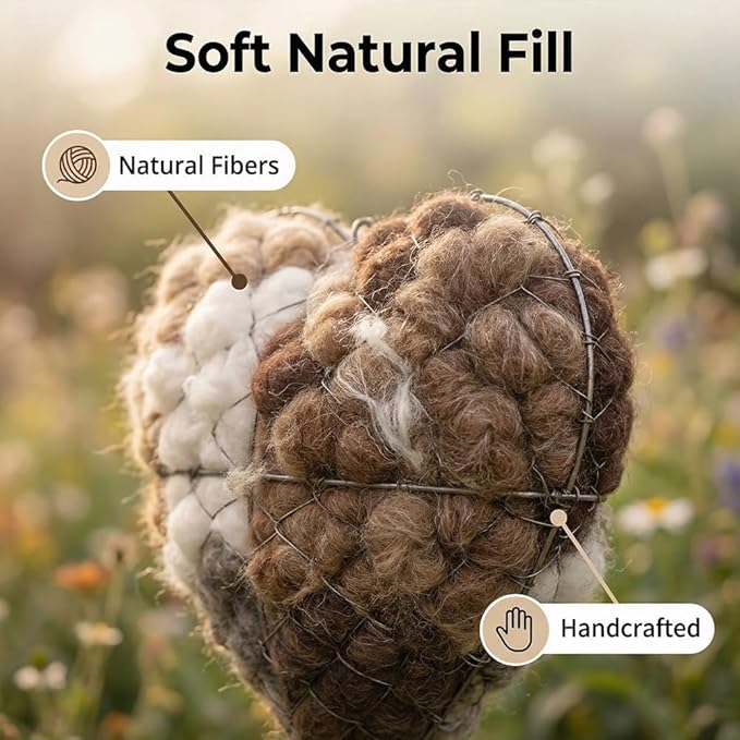 Handmade Alpaca Fiber Bird Nest Heart - Natural Nesting Material, Winter Nesting Material for Wild Birds and Hummingbirds | Garden Decoration, a Gift for Bird Lovers.