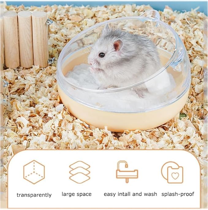 Meow&Woof 2 Hamster Sand Bath Container, Large Sandbox Toilet Gerbil Batheoom, Tiny Chinchilla Dust Bathtub Sand Bath Box for Hamster Cage Accessories 6.5 Inch 2 Pack Set