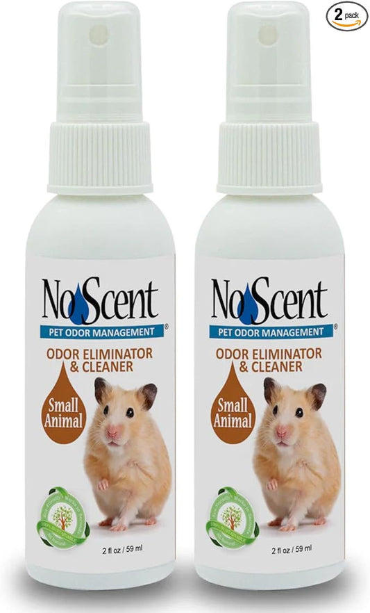 No Scent Small Animal Guinea Pig Cage Cleaner | Hamster & Rabbit Habitat Pet Odor Spray (2 Fl Oz / 59 mL) Pack of 2