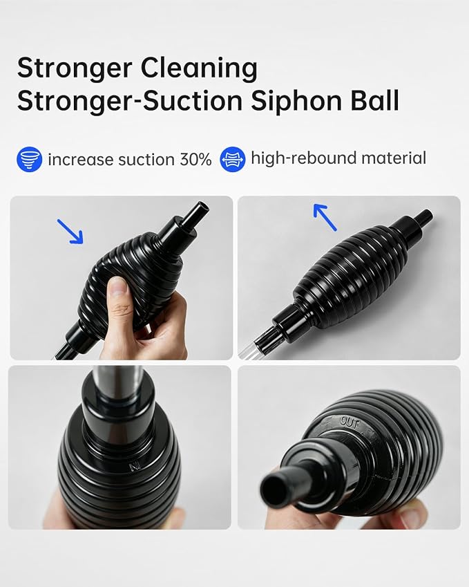 Siphon Hose Fish Tank Cleaner, Aquarium Water Changer, Gravel Vacuum for Aquarium Sand & Gravel – Premium Designed for Superior Cleaning Performance, Safer Material, Battery-Free Design (7FT)