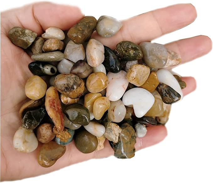 WUWEOT 12 Pounds Decorative Small Pebbles, Natural Gravel Mixed Color Stones for Fresh Water Fish Animal Plant Aquariums, Landscaping, Home Decor etc (0.4"-0.8")