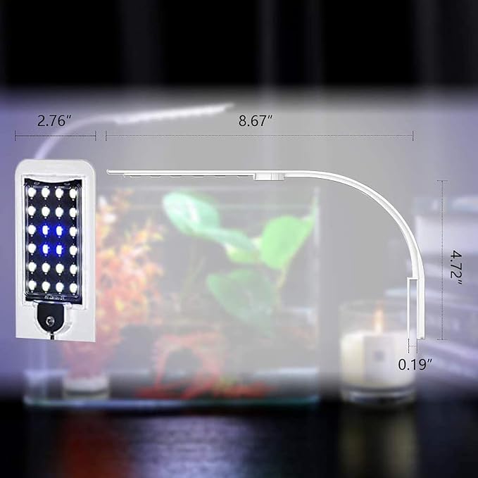 10W Super Slim Aquarium Fish Tank 5730 LED Light Clip-on Lamp Aquatic Plant Lighting (White Body White+Blue Light)
