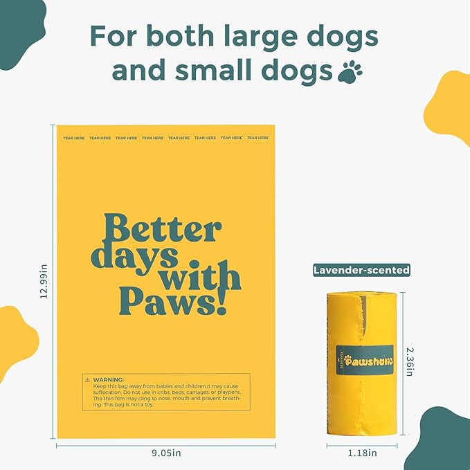Dog Poop Bags Rolls Guaranteed Leak Proof and Extra thick Poop Bags for Dogs,600 Count 40 Rolls,Lavender Scented, Cornstarch Based Doggie Poop Bag for Puppy and Big Dogs