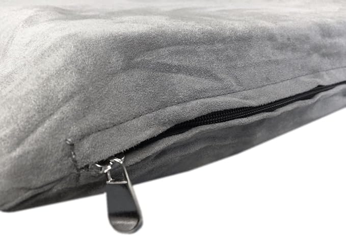 Durable Comfort Micro-Cushion Memory Foam Pet Dog Pillow Bed with Waterproof Liner + External Cover for S,M,L Dogs- Complete Set (Gray Microsuede, 36''x29'')