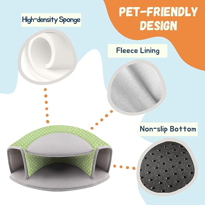 Guinea Pig Hideout, Interactive Guinea Pig Tunnel Bed, Washable Small Animal Tubes Toys Cage Accessories for Ferret Bunny Chinchilla