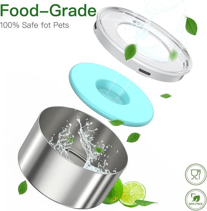 1Gallon Slobber Stopper Water Bowl for Dogs, US Patented Splash-Proof Paws Lid, 18/8 Stainless Steel, Anti-Slip Base, No Spill for Messy Large Medium Dogs, Ear Protection for Floppy-Eared Breeds