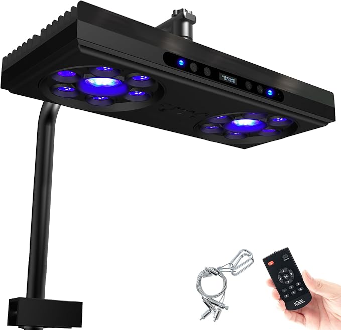 Aquarium Light- 140W Reef Light Wide Coverage Sunrise Sunset Moonlight Saltwater Lights for Coral with Master Slave Group Control & Timer & Screen | High Penetration Wide Coverage,Sunrise Sunset Moonlight,Master Slave Group Control,Detailed Simulation ...