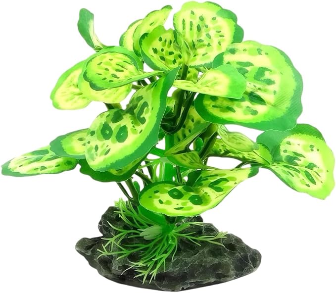 JGbaby Artificial Aquarium Plants,Fish Tank Decorations Betta Leaf Hammock 4in Realistic Silk & Plastic Plants, Hideout Decor for Betta. Goldfish,Reptiles,Small Tanks (Green Type-H)