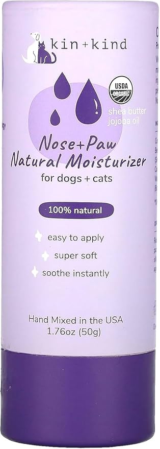 kin+kind Nose & Paw Balm Stick for Dogs & Cats – USDA Certified Organic – Natural Moisturizer for Dry Cracked Paws & Nose – Coconut Oil & Shea Butter – Lick-Safe – 1.76 oz