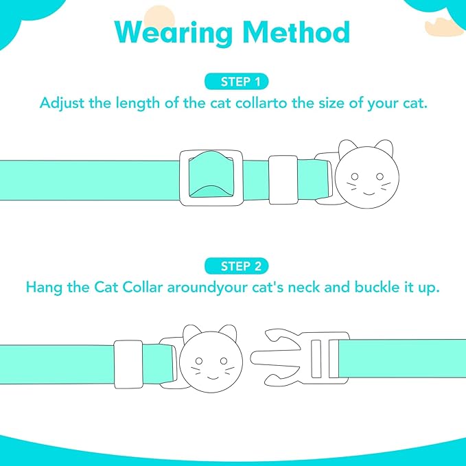BINGPET Breakaway Cat Collar with Bell, 3 Pack Cat Collars for Girl Boy Cats, Cute Summer Vibe Kitten Collars Accessories with Crab & Starfish & Popsicle