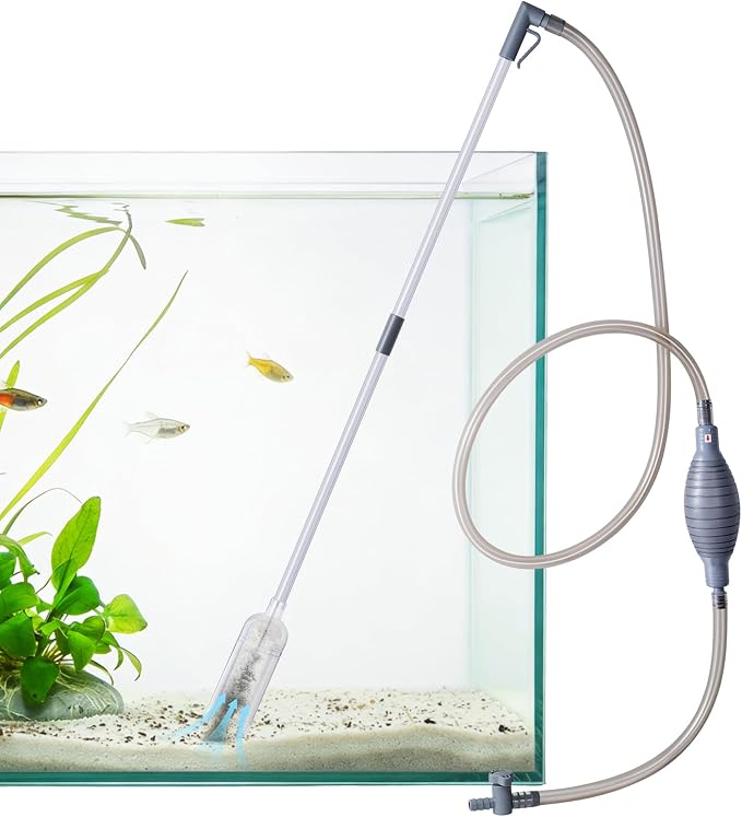 AOZU 3-in-1 Aquarium Vacuum Gravel Cleaner, Adjustable Fish Tank Siphon Cleaner, Aquarium Water Changer and Sand Washer Kit with Hand Siphon Hose & Extension Tube