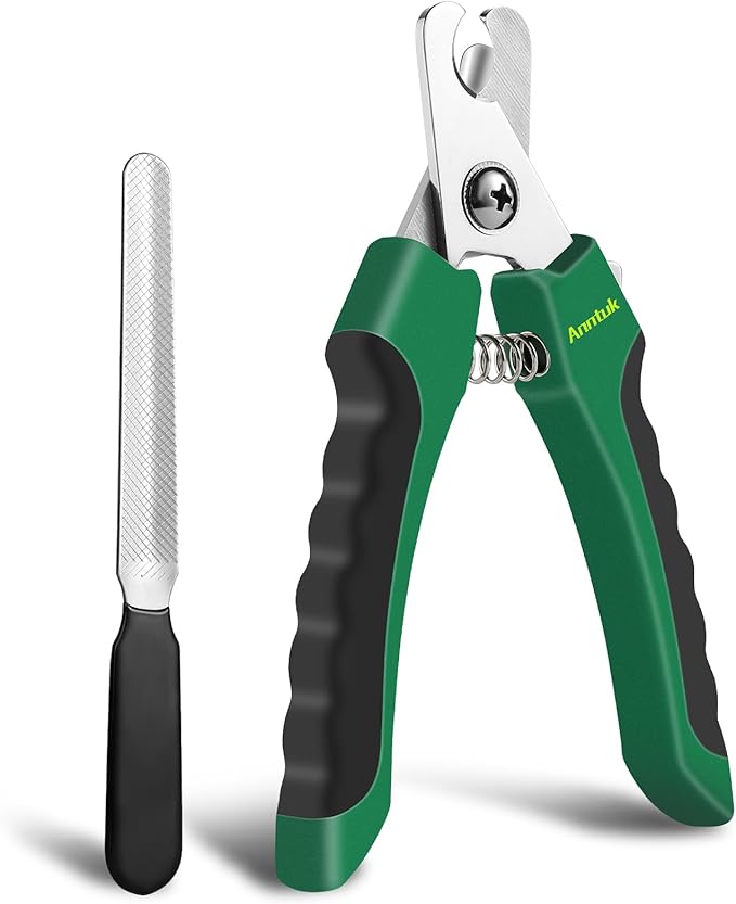 Dog Nail Clippers with Nail File, Ergonomic Dog Nail Trimmers to Avoid Over Cutting, Razor-Sharp Stainless Steel Blade with Safety Guard for Large/Small Pet Dogs, Green
