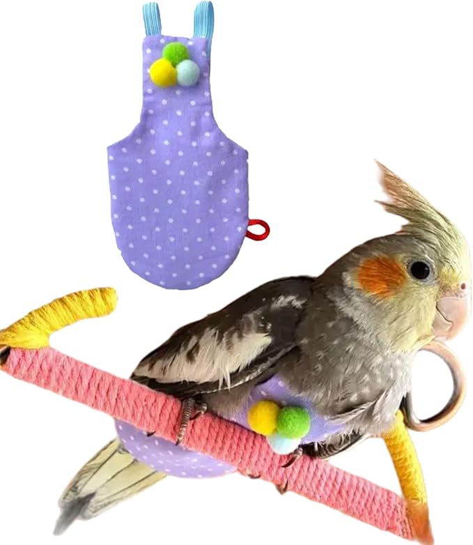 Bird Flight Suits Diapers, Parrot Flight Suits Diapers for Monk Parakeets, Cockatiels Flight Suits, Parrot Clothes, Bird Training Nappy Suit Liners Clothes (Purple-B,Lovebird)